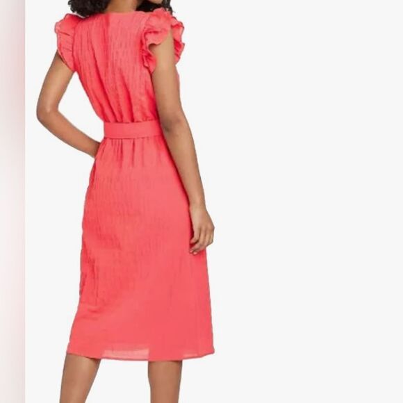 A New Day Women's Pink Coral Ruffle Short Sleeve MIDI Dress Size Medium - Picture 4 of 13